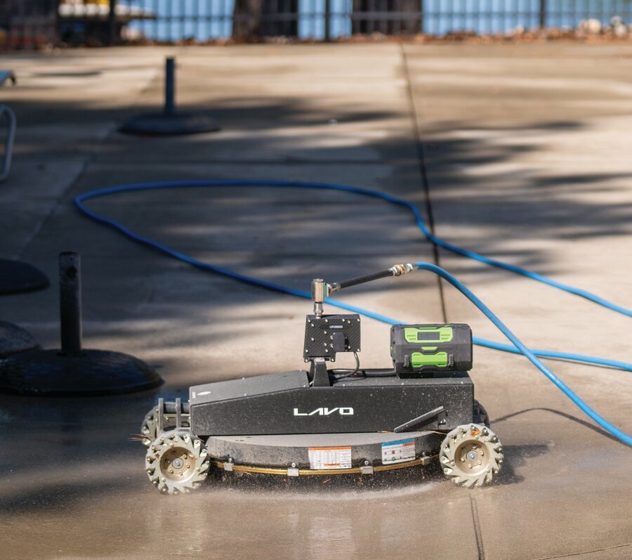 Lavo AI robotic parking lot and concrete cleaning